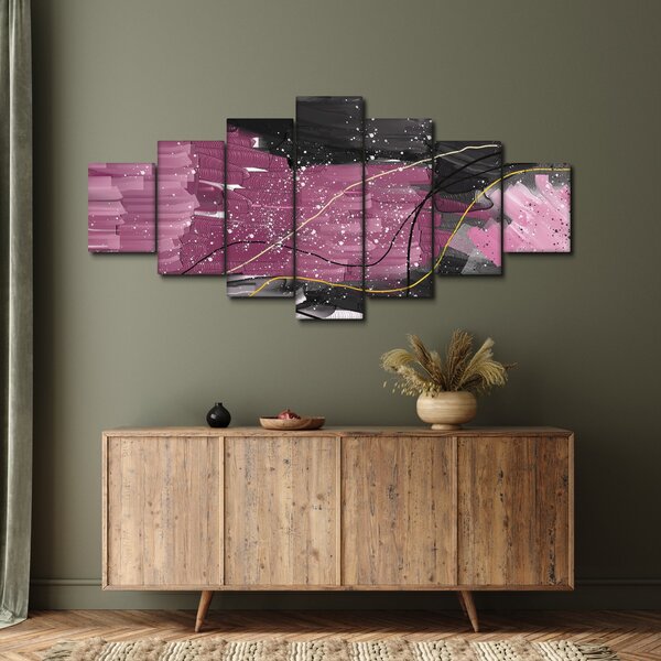 Obraz - Růžovo-černá abstrakce (210x100 cm)