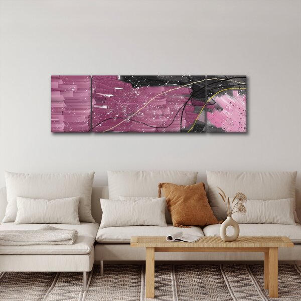 Obraz - Růžovo-černá abstrakce (170x50 cm)