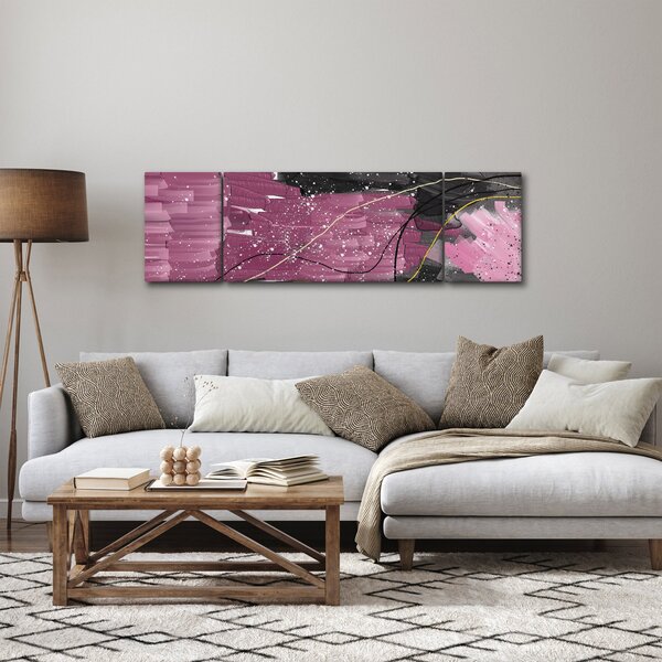 Obraz - Růžovo-černá abstrakce (170x50 cm)