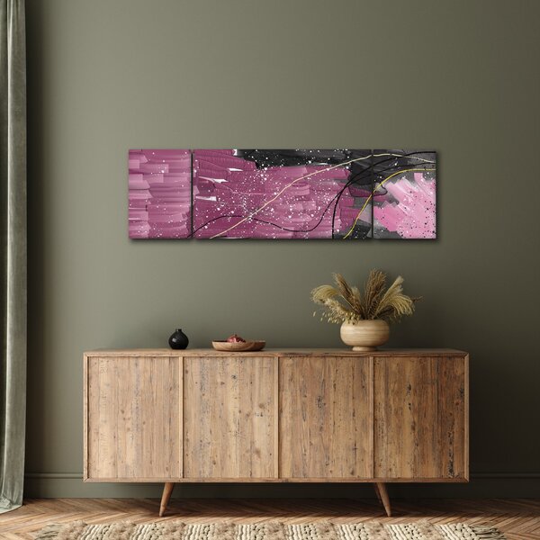 Obraz - Růžovo-černá abstrakce (170x50 cm)