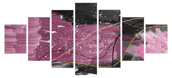 Obraz - Růžovo-černá abstrakce (210x100 cm)