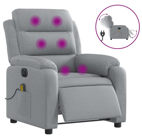 Elektrické masážní polohovací křeslo světle šedé textil 3204968