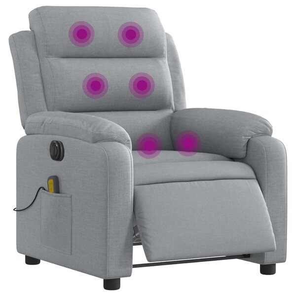 Elektrické masážní polohovací křeslo světle šedé textil 3204968