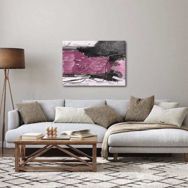 Obraz - Růžovo-černá abstrakce (70x50 cm)