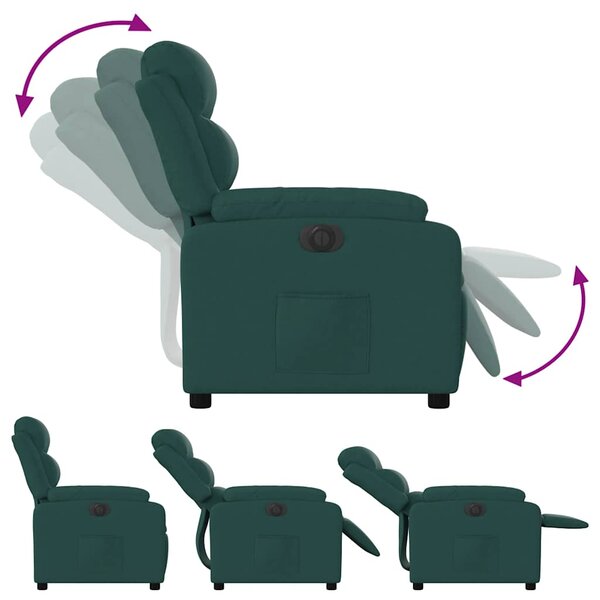 Elektrické polohovací křeslo tmavě zelené textil 3204962