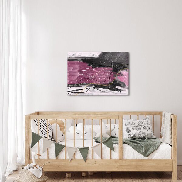Obraz - Růžovo-černá abstrakce (70x50 cm)
