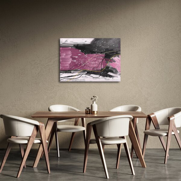 Obraz - Růžovo-černá abstrakce (70x50 cm)