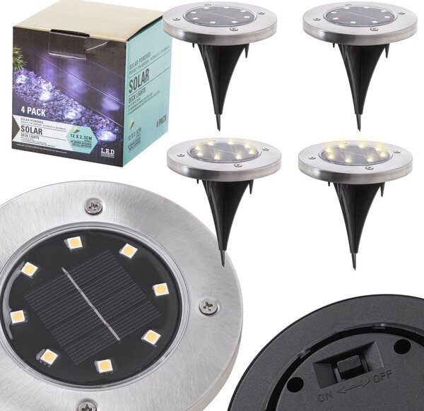 KIK KX4964 Zahradní solární lampa 8 LED 4 ks studená bílá
