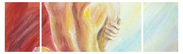 Obraz odpočívající ženy, olejomalba (170x50 cm)