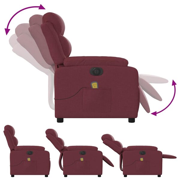 Elektrické masážní polohovací křeslo vínové textil 3204971