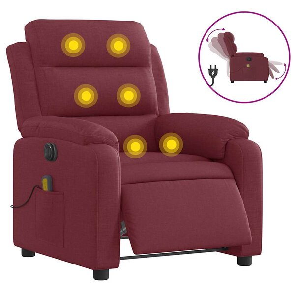 Elektrické masážní polohovací křeslo vínové textil 3204971