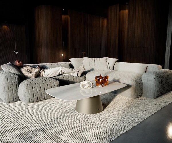DELIFE Konferenční stolek Edge tvar oválný 140×80 cm keramika onyx champagne Borna titanová barva