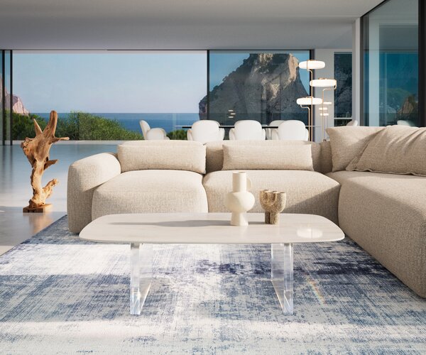 DELIFE Konferenční stolek Edge oválný tvar 120×70 cm keramika onyx champagne Lumia akryl