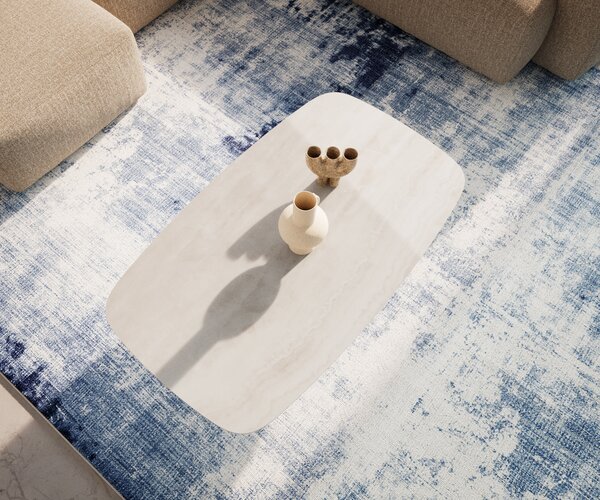 DELIFE Konferenční stolek Edge oválný tvar 120×70 cm keramika onyx champagne Salto kov černá