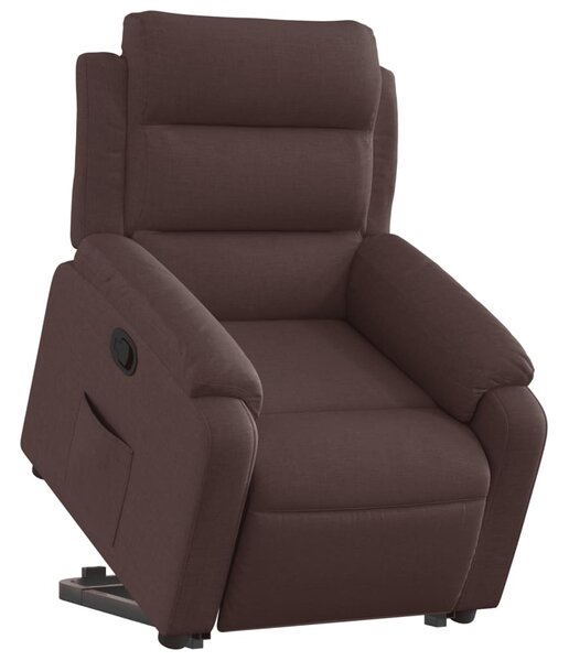 Zvedací polohovací křeslo tmavě hnědé textil 3204985