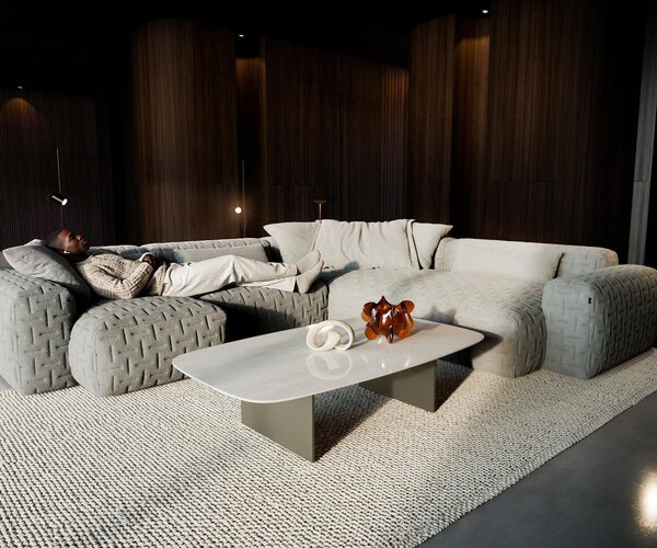 DELIFE Konferenční stolek Edge Boot 140×80 cm keramika onyx champagne Salto kov titanová barva