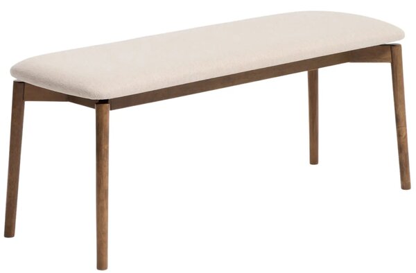 Kave Home Hnědá dřevěná lavice Evera 122 cm s čalouněným sedákem
