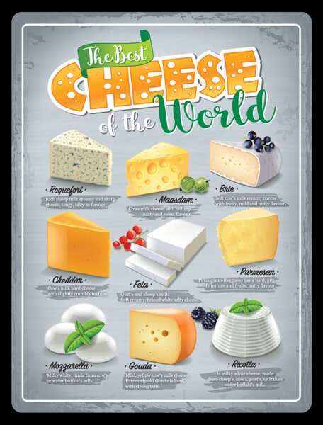 Plechová cedule: The Best Cheese of the World - 30x40 cm