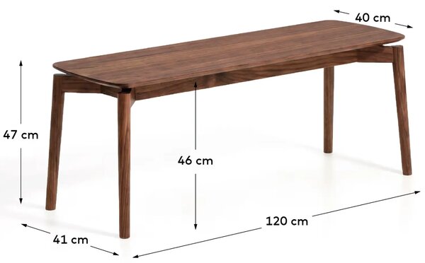 Kave Home Hnědá dřevěná lavice Evera 120 cm