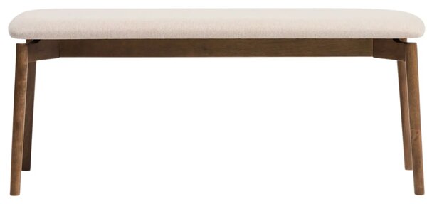 Kave Home Hnědá dřevěná lavice Evera 122 cm s čalouněným sedákem