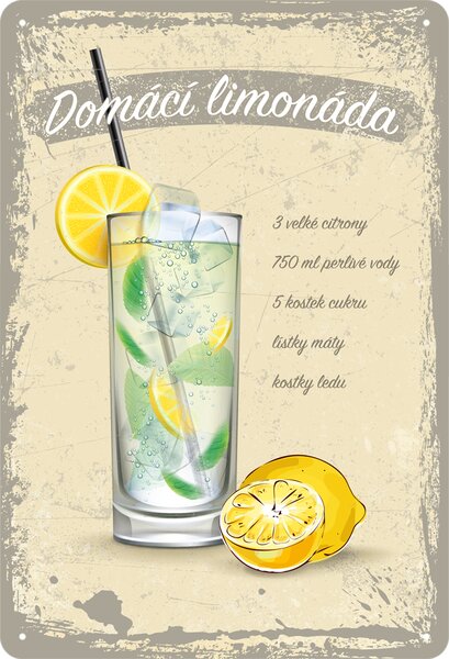 Plechová cedule: Domácí limonáda - 20x30 cm