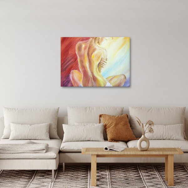 Obraz odpočívající ženy, olejomalba (70x50 cm)