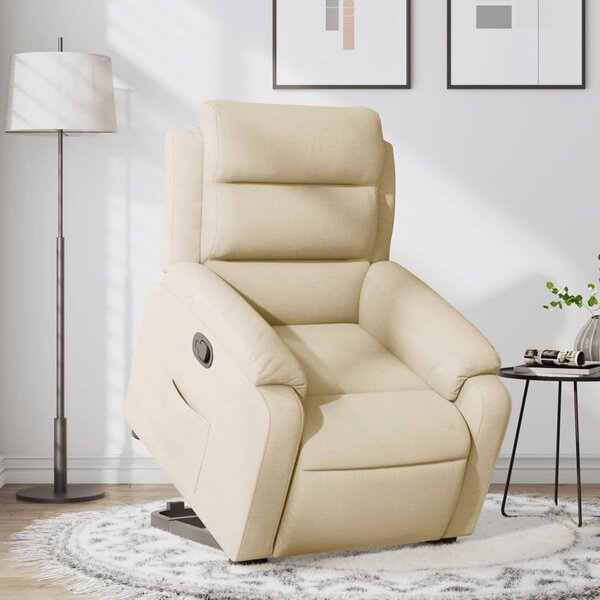 Zvedací polohovací křeslo krémové textil 3204989