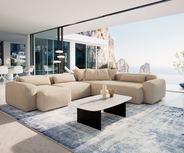 DELIFE Konferenční stolek Edge oválný tvar 120×70 cm keramika onyx champagne Salto kov černá