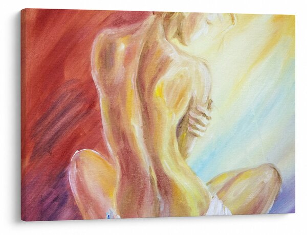 Obraz odpočívající ženy, olejomalba (70x50 cm)