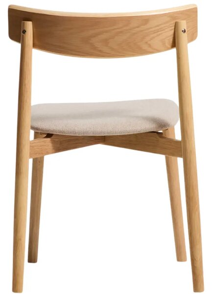 Kave Home Dřevěná jídelní židle Evera s čalouněným sedákem