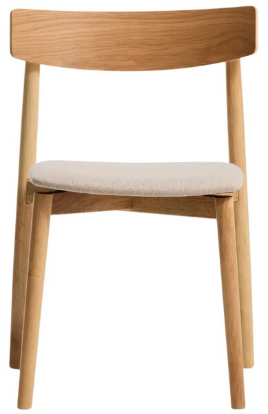 Kave Home Dřevěná jídelní židle Evera s čalouněným sedákem