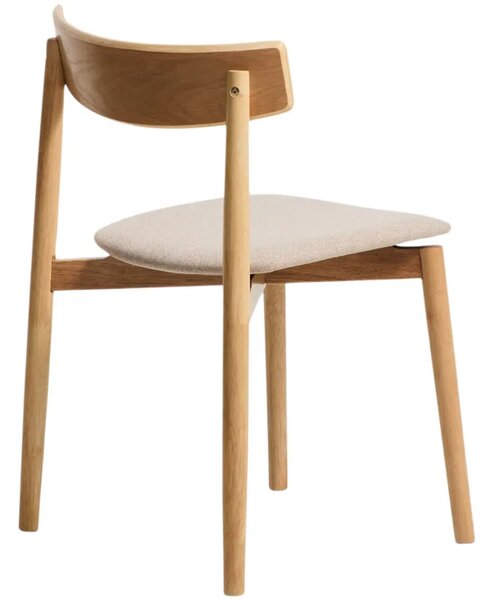 Kave Home Dřevěná jídelní židle Evera s čalouněným sedákem