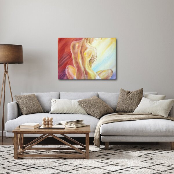 Obraz odpočívající ženy, olejomalba (70x50 cm)
