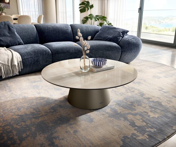 DELIFE Konferenční stolek Edge kulatý 100×100 cm keramika onyx champagne Borna titanová barva
