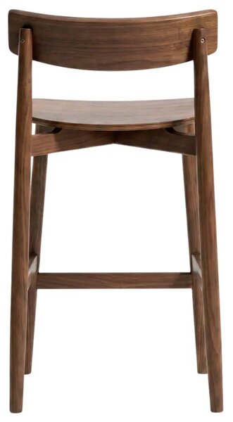 Kave Home Hnědá dřevěná barová židle Evera 66 cm s opěradlem
