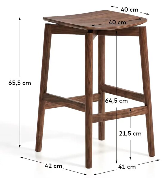 Kave Home Hnědá dřevěná barová židle Evera 66 cm