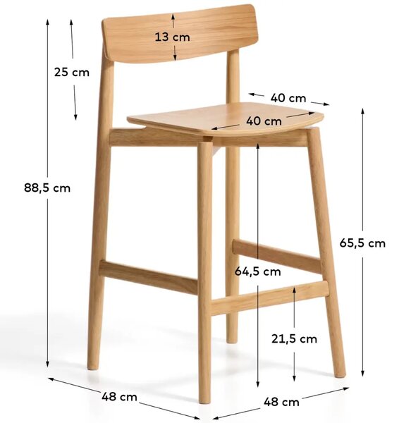 Kave Home Dřevěná barová židle Evera 66 cm s opěradlem