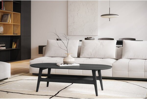 Černý konferenční stolek v dekoru dubu 60x130 cm Curved – Woodman