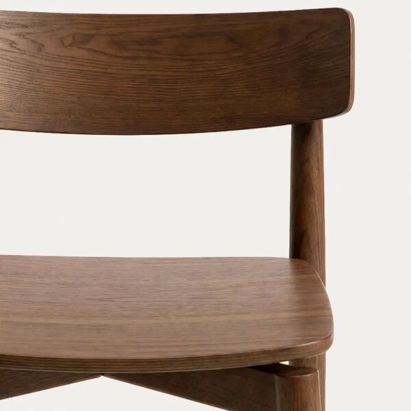 Kave Home Hnědá dřevěná barová židle Evera 66 cm s opěradlem