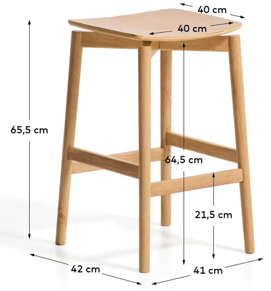 LÉTO -15% Kave Home Dřevěná barová židle Evera 66 cm