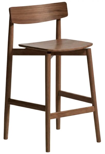 Kave Home Hnědá dřevěná barová židle Evera 66 cm s opěradlem