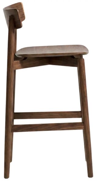 Kave Home Hnědá dřevěná barová židle Evera 66 cm s opěradlem