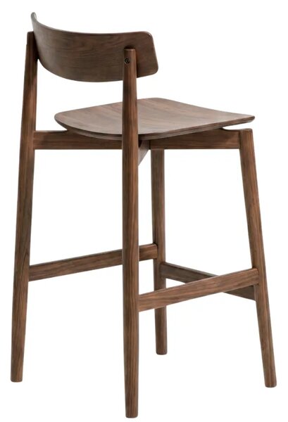 Kave Home Hnědá dřevěná barová židle Evera 66 cm s opěradlem
