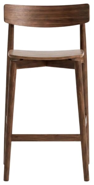 Kave Home Hnědá dřevěná barová židle Evera 66 cm s opěradlem