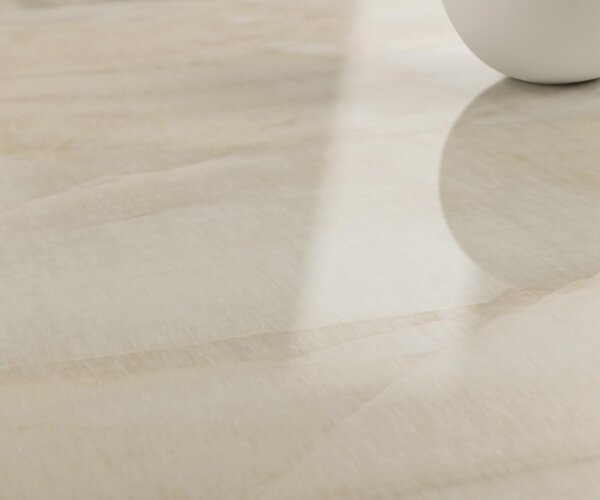 DELIFE Konferenční stolek Edge kulatý 100×100 cm keramika onyx champagne Trive nerezová ocel kartáčovaná