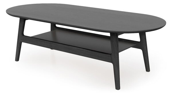 Černý konferenční stolek v dekoru dubu 60x130 cm Curved – Woodman