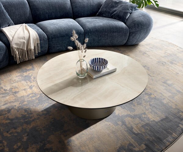 DELIFE Konferenční stolek Edge kulatý 100×100 cm keramika onyx champagne Borna titanová barva