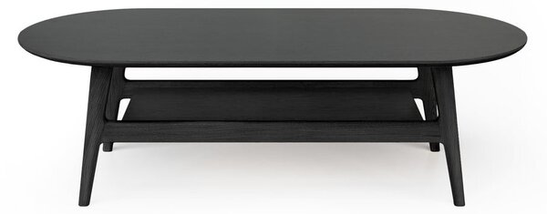 Černý konferenční stolek v dekoru dubu 60x130 cm Curved – Woodman
