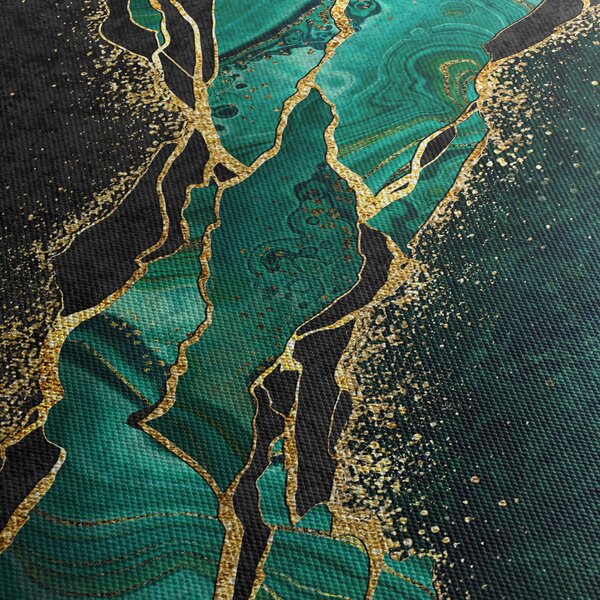 Obraz - Petrolejovo-zlaté mramorování (170x50 cm)