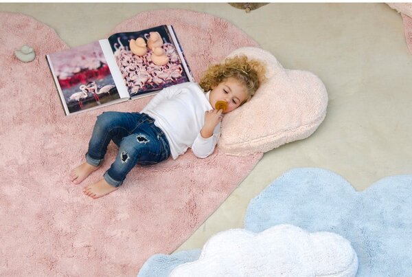 Růžový pratelný ručně tkaný bavlněný dětský koberec 160x180 cm Puffy Love – Lorena Canals
